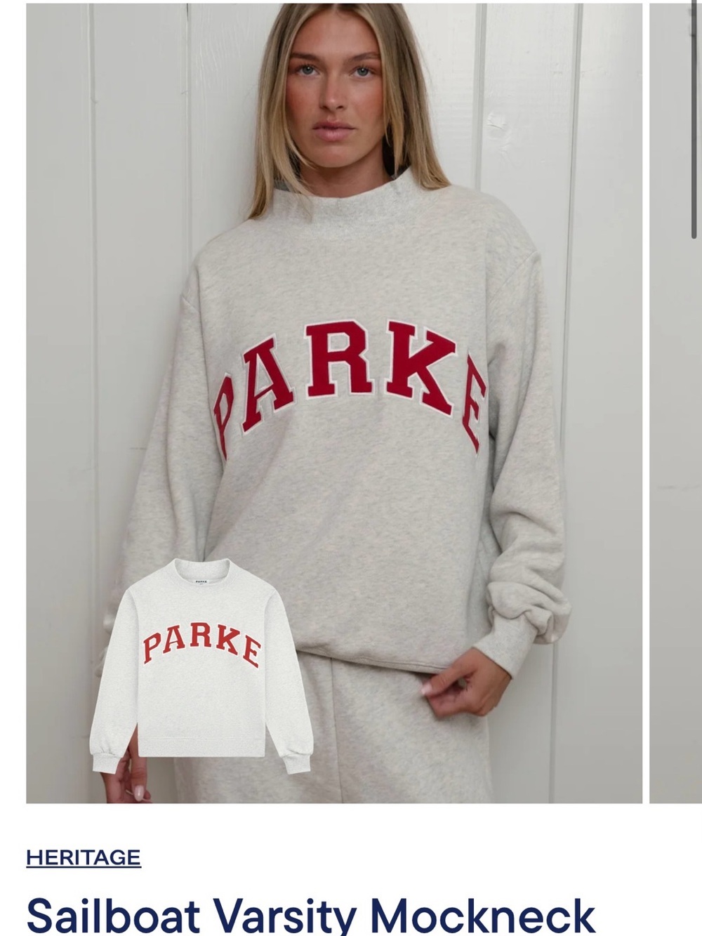 PARKE Heritage Grey Crewneck Sweatshirt with Red Lettering NWOT L/XL - Picture 4 of 5